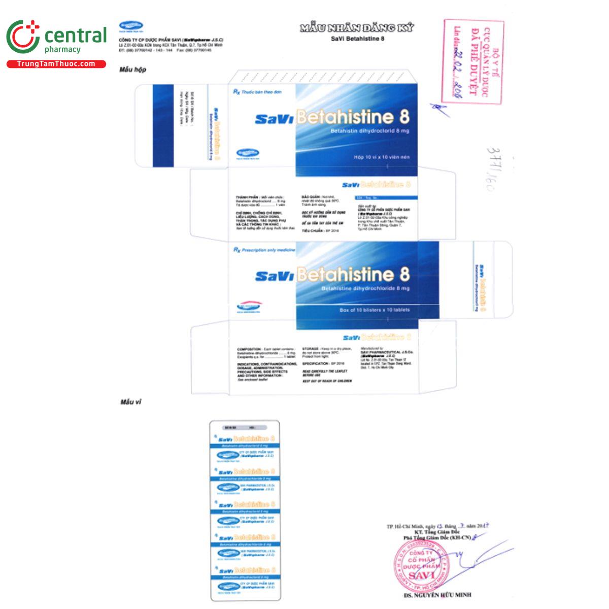 savi betahistine 8 1 A0417