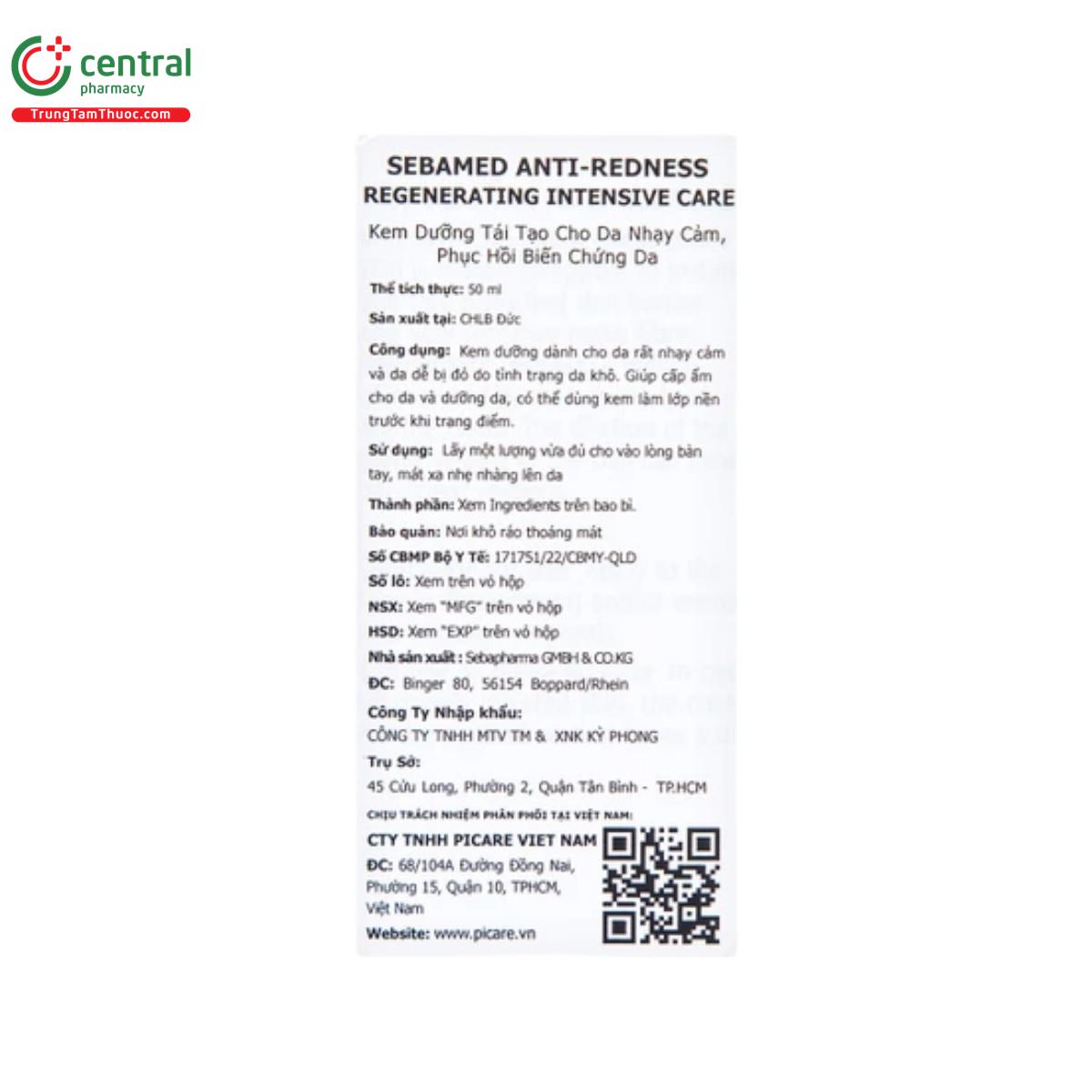 sebamed anti redness regenerating intensive care 12 L4062