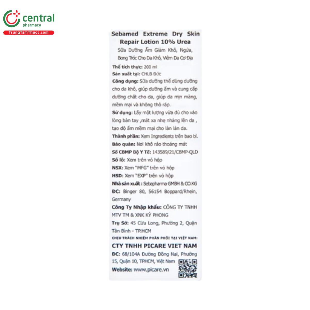 sebamed extreme dry skin repair lotion 10 urea 16 K4363