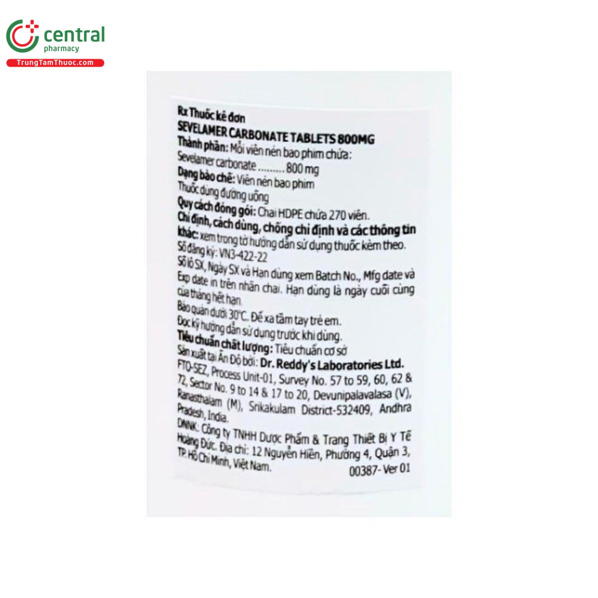 sevelamer carbonate 800mg 4 H3288