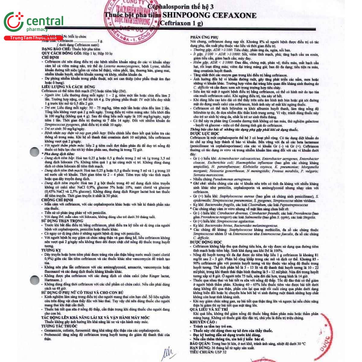 shinpoog cefaxone 1g 4 H3700 shinpoog cefaxone 1g 4 H3700