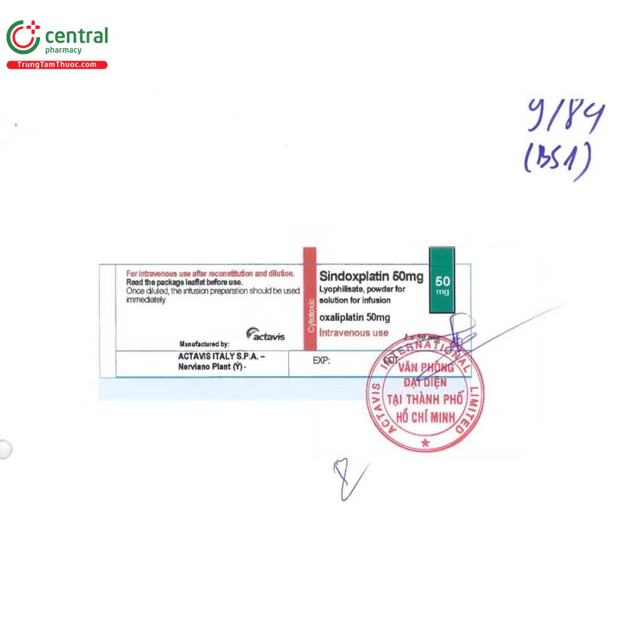 sindoxplatin 50mg 5 V8726