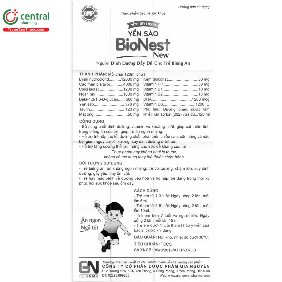 Siro Ăn Ngon Yến Sào Bionest New