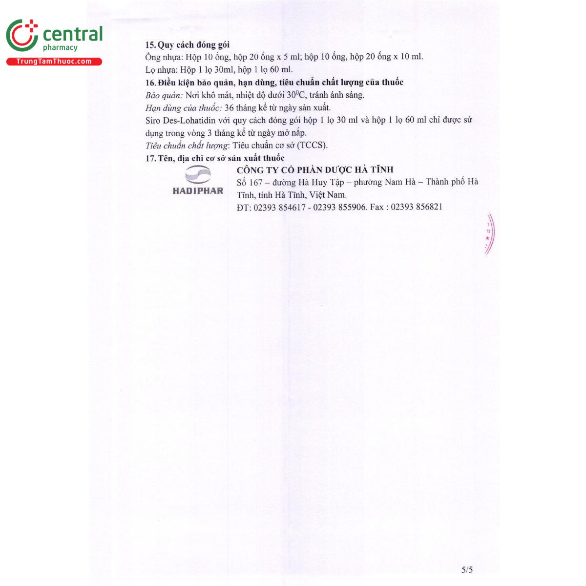 siro des lohatidin 0 5mg ml 10 C1048