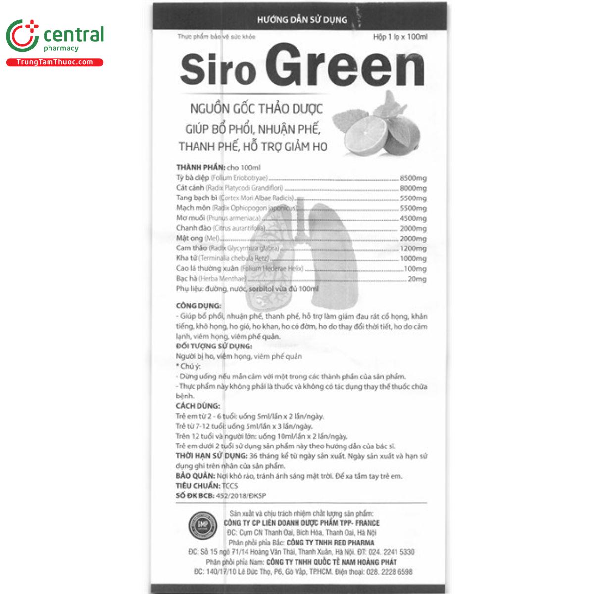 siro green 100ml 10 D1505