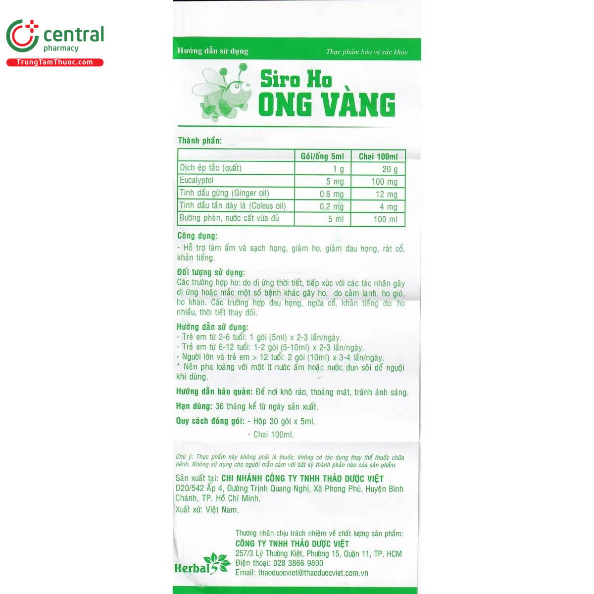 siro ho ong vang herbal 5 goi 12 L4535