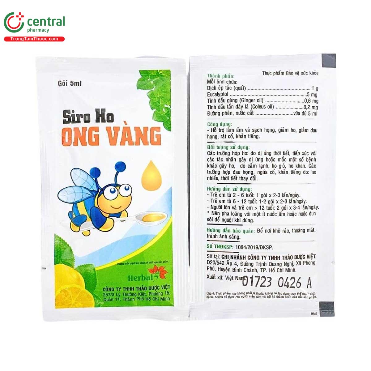 siro ho ong vang herbal 5 goi 9 H3262