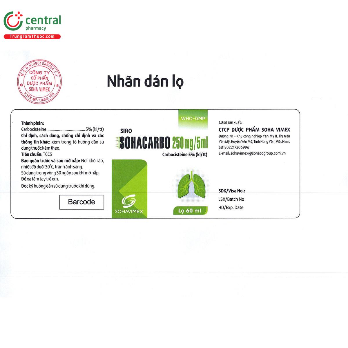 sohacarbo 250 mg 5 ml 5 Q6348