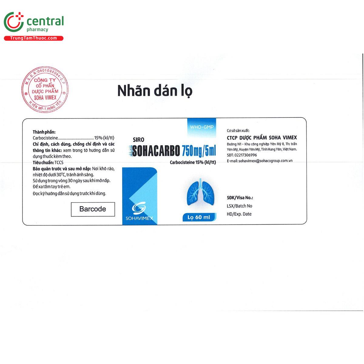 sohacarbo 750 mg 5 ml 3 L4607 sohacarbo 750 mg 5 ml 3 L4607