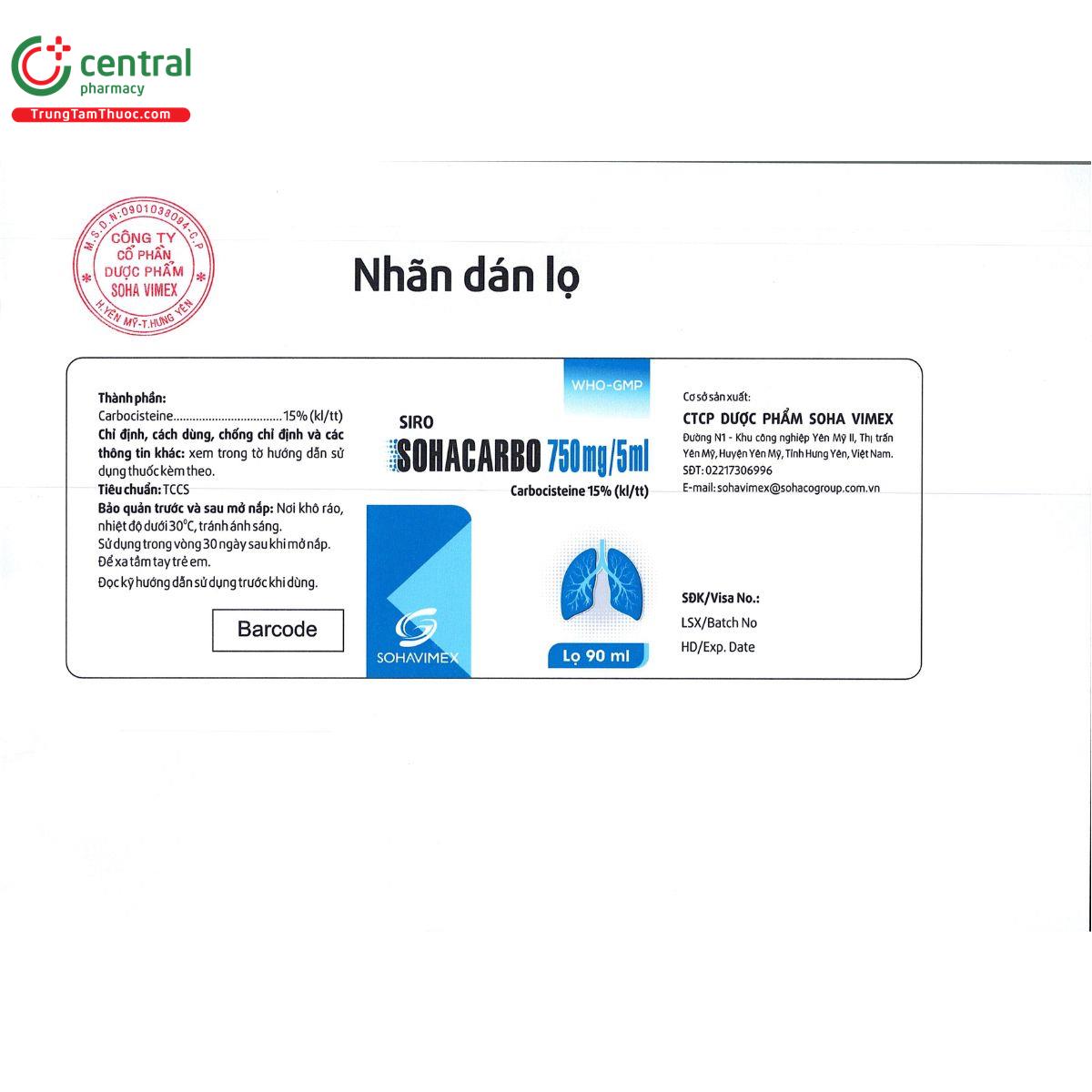 sohacarbo 750 mg 5 ml 5 J4674 sohacarbo 750 mg 5 ml 5 J4674