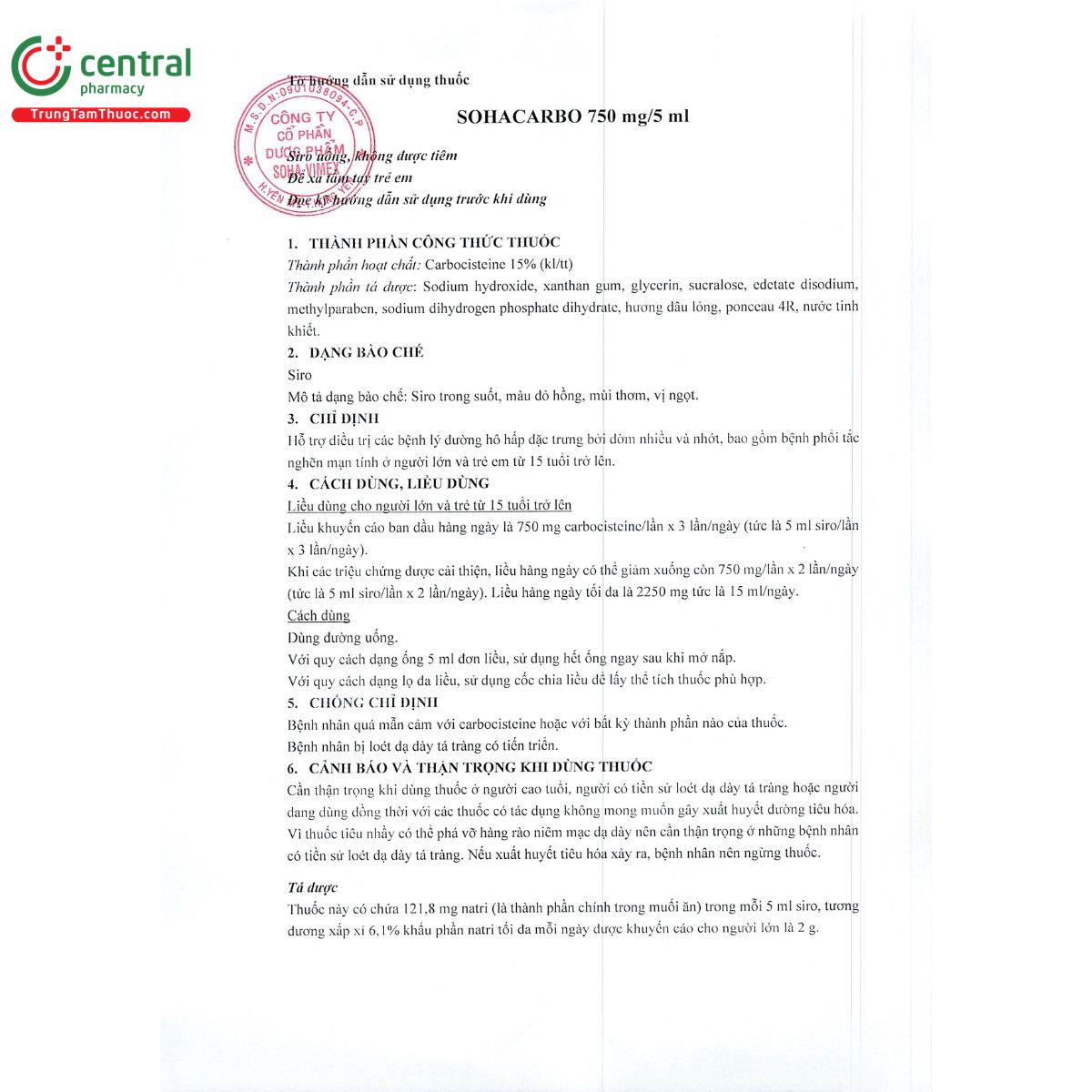 sohacarbo 750 mg 5 ml 6 K4021 sohacarbo 750 mg 5 ml 6 K4021