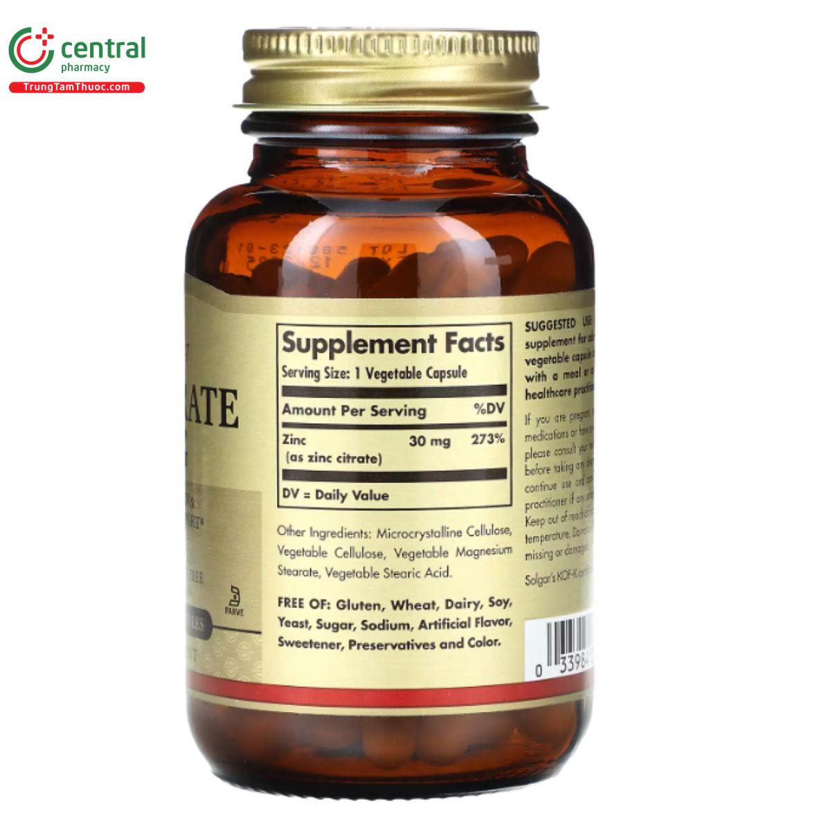 solgar zinc citrate 30mg 5 P6630