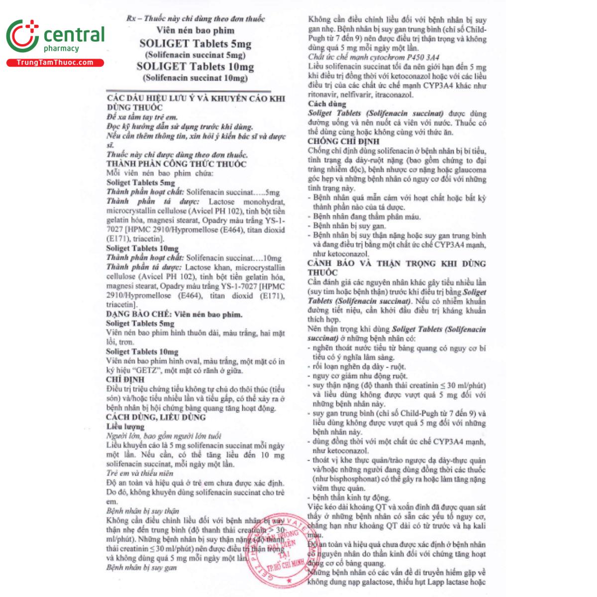 soliget tablets 5mg 5 E2433