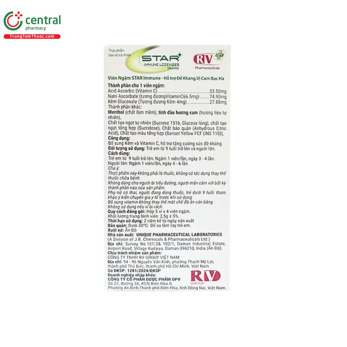 star immune lozenges orange 3 J3876