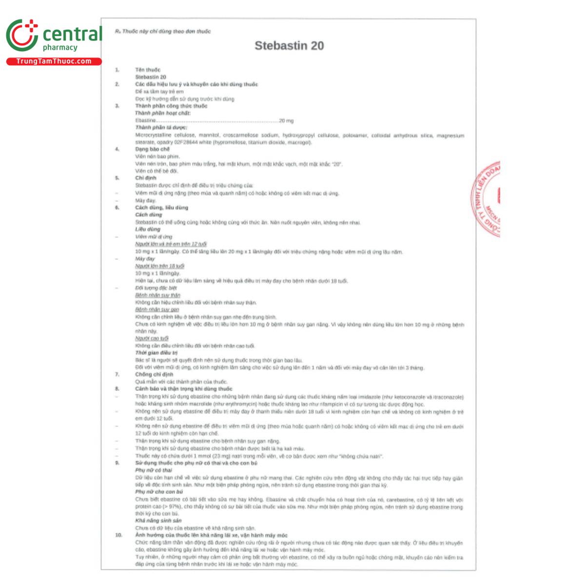 stebastin 20mg 4 O5030