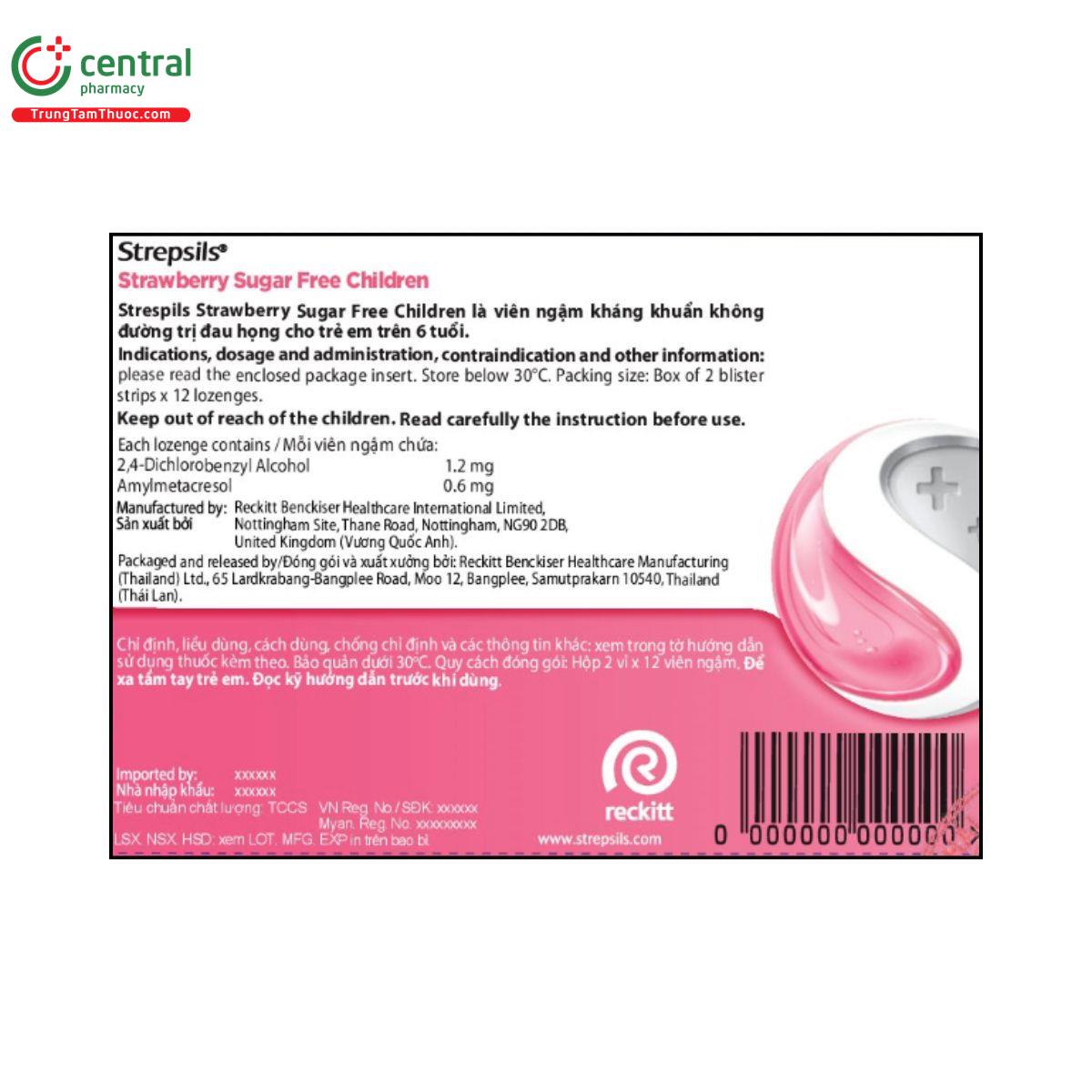 strepsils strawberry sugar free children 2 S7045