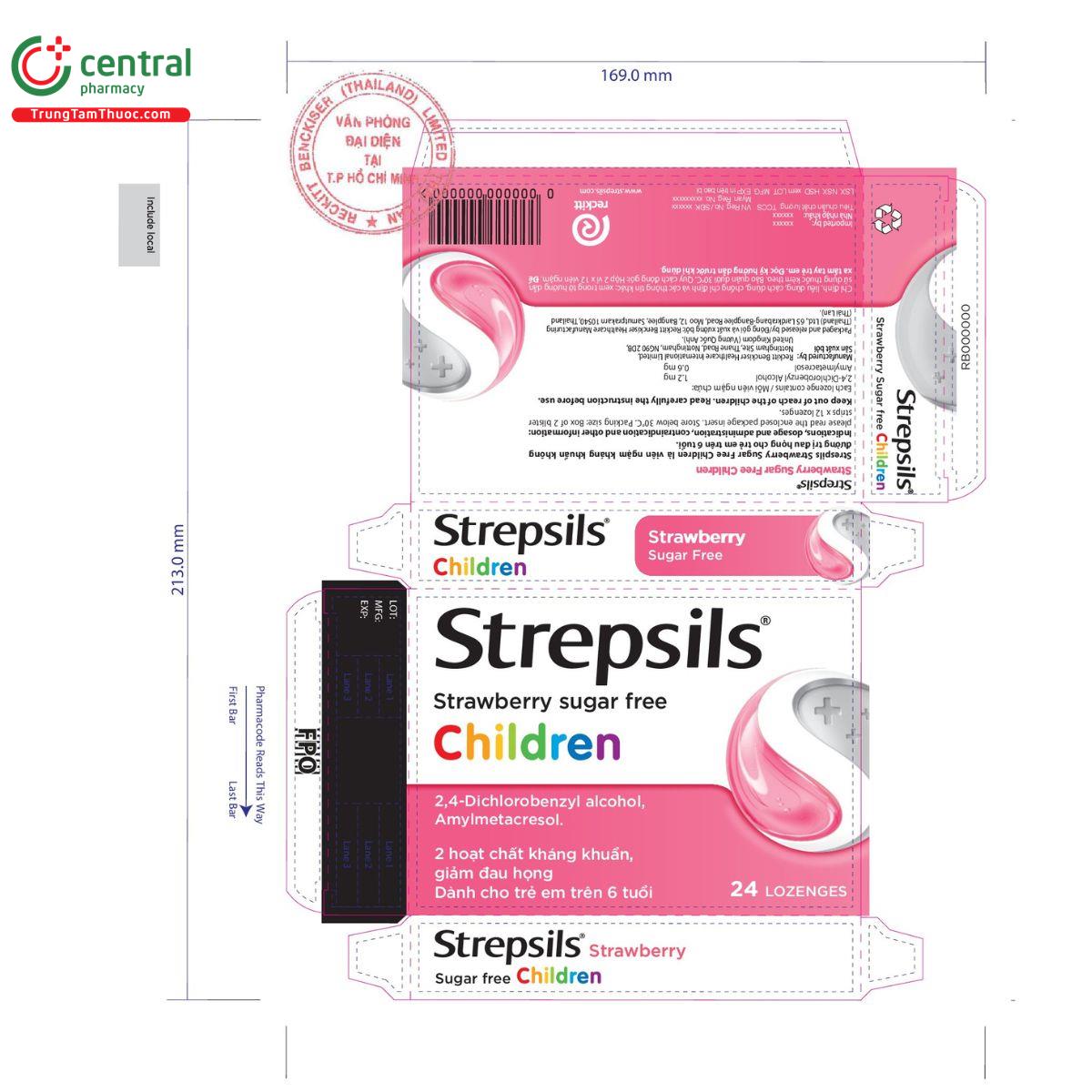 strepsils strawberry sugar free children 3 T7023