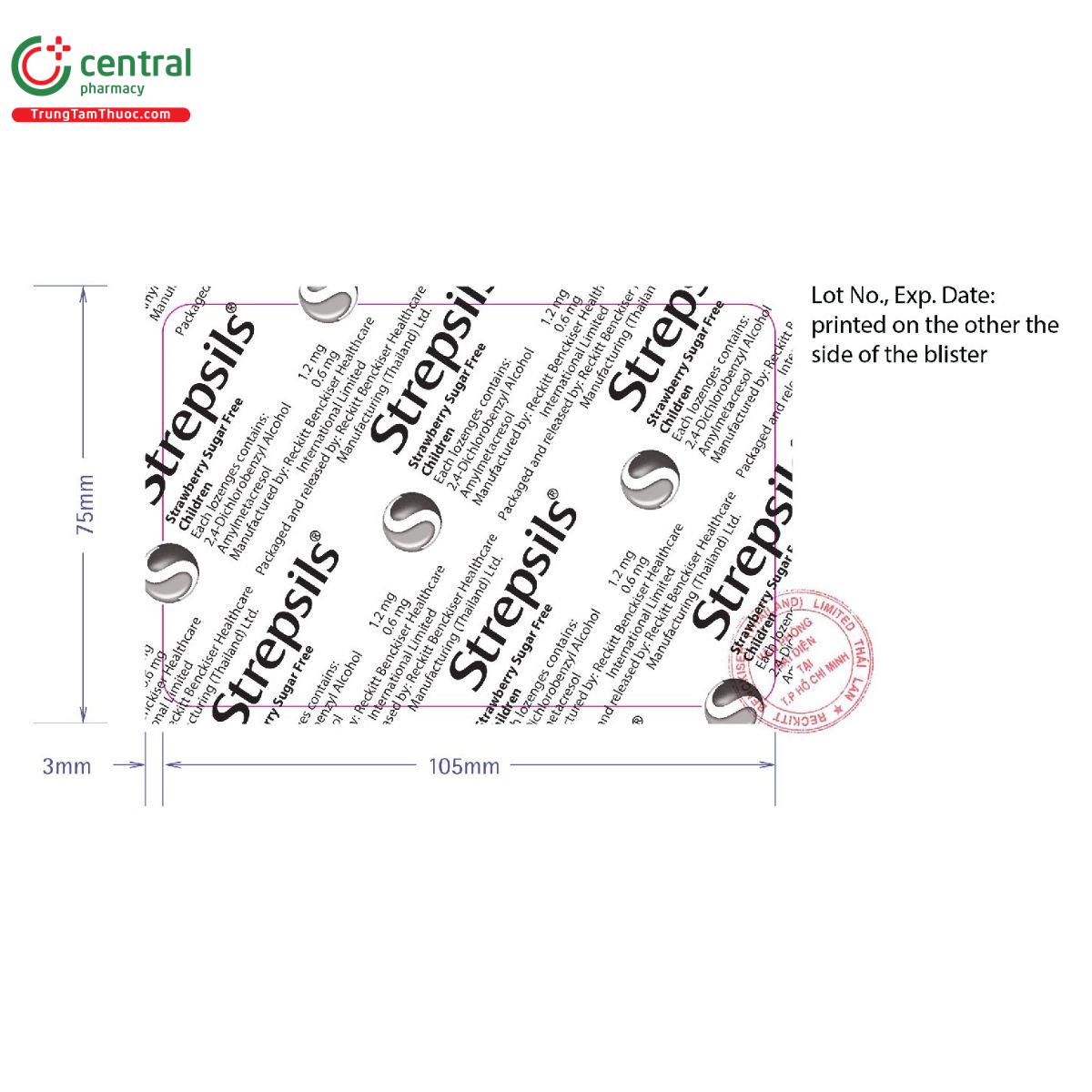strepsils strawberry sugar free children 4 E1662