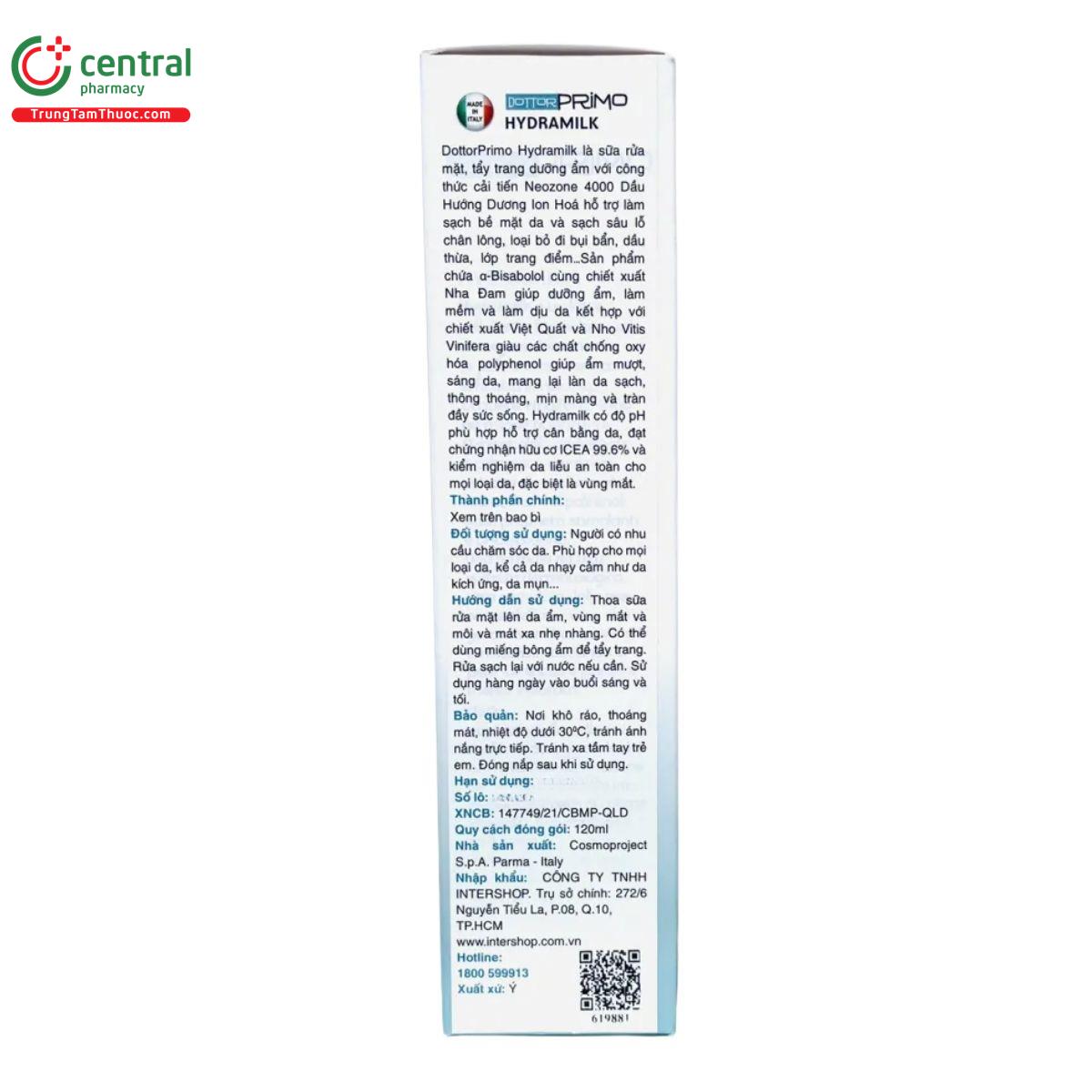 sua rua mat tay trang dottorprimo hydramilk 7 D1841