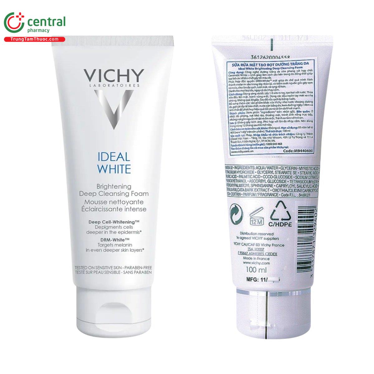 sua rua mat vichy ideal white brightening deep cleansing foam 100ml 3 Q6163