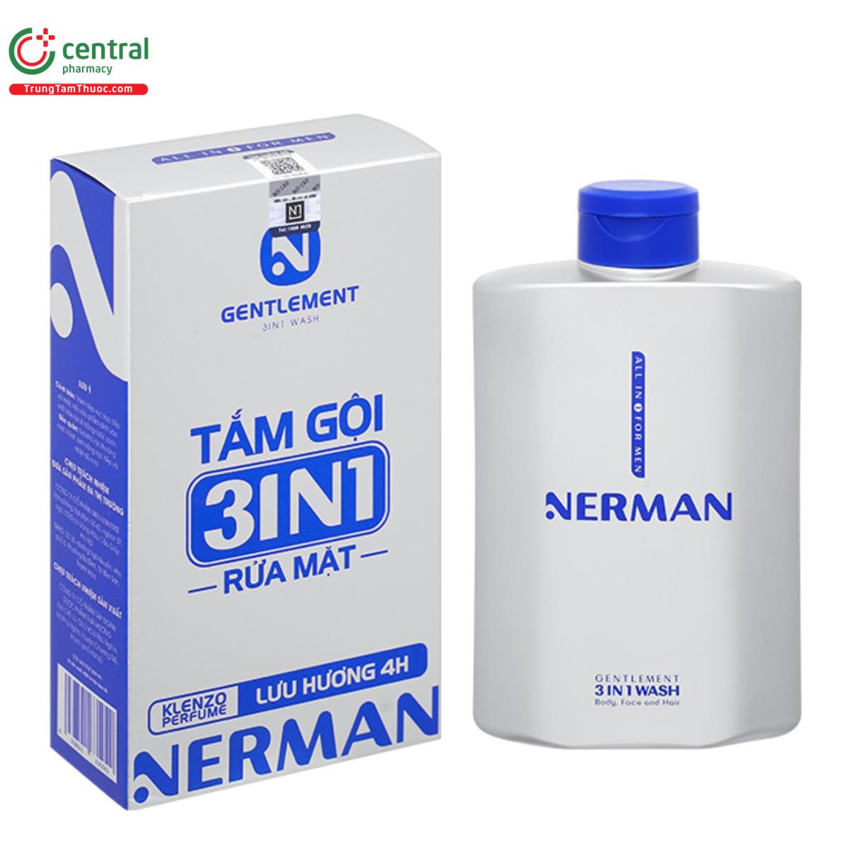 sua tam goi nerman gentleman 3in1 wash body face and hair 350ml 1 R7823