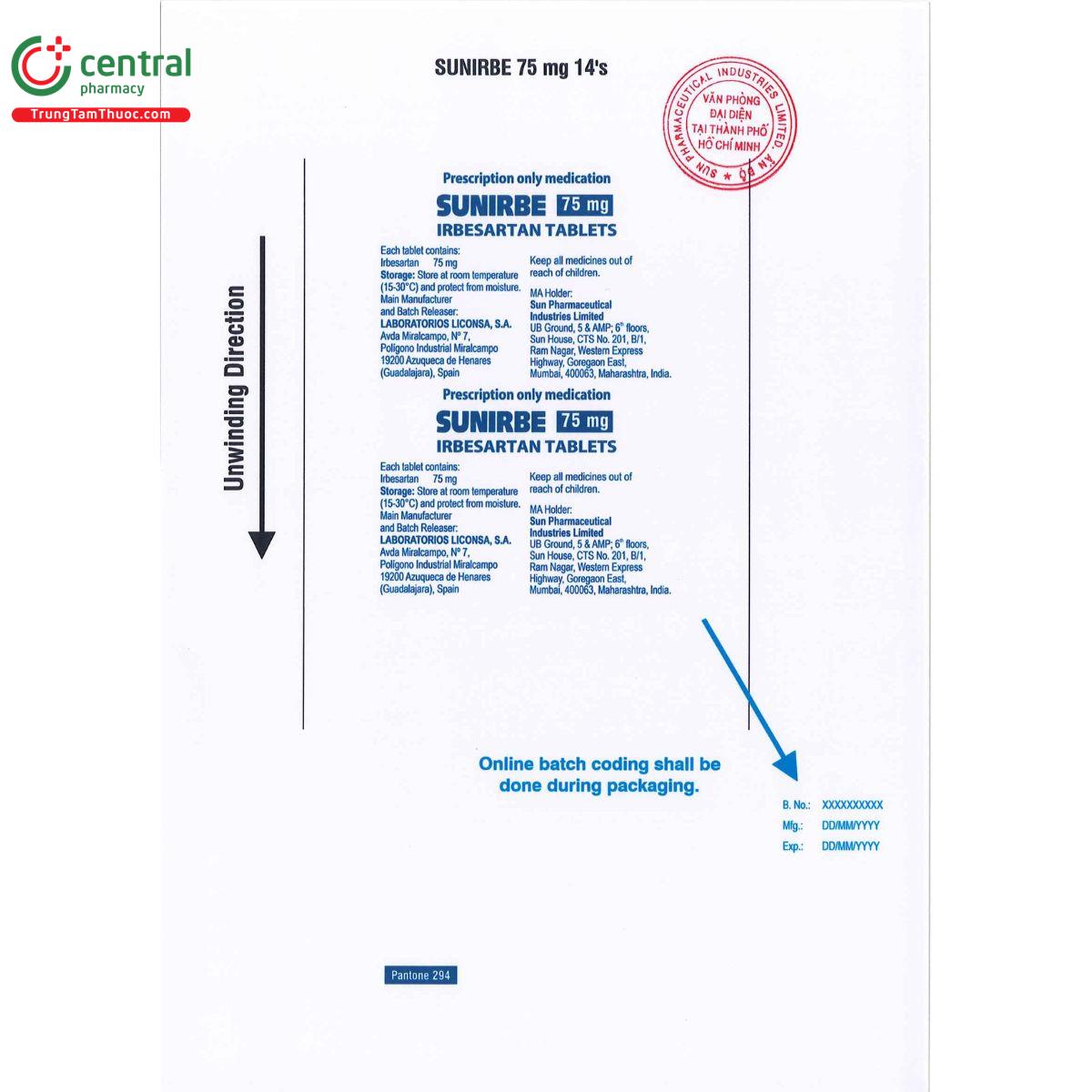 sunirbe 75mg tablets 3 S7882