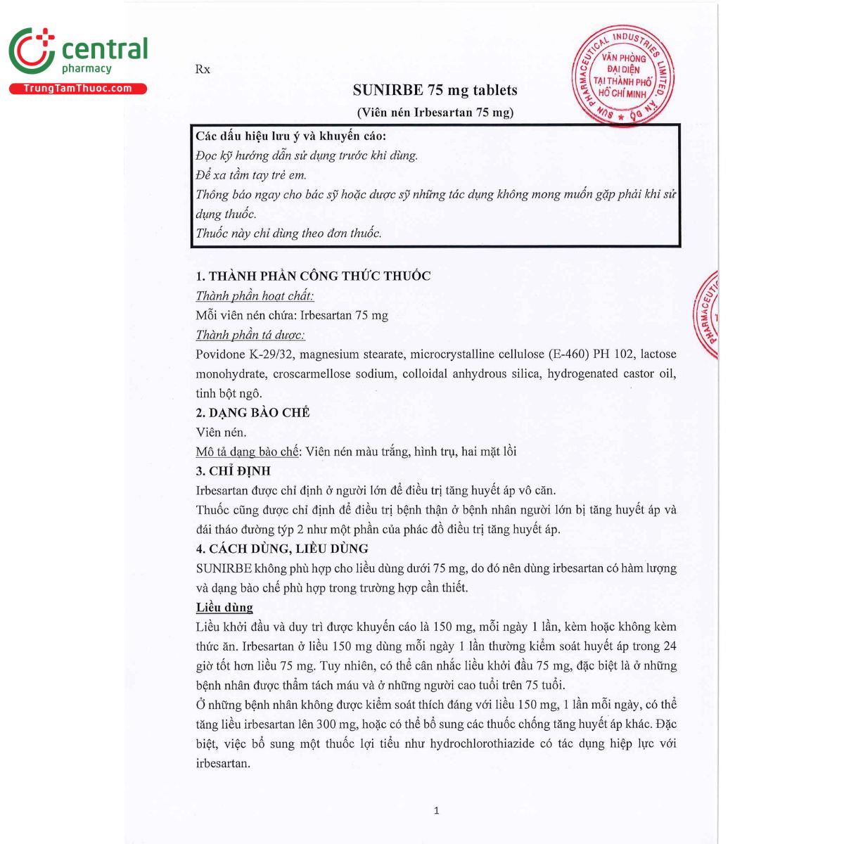 sunirbe 75mg tablets 4 D1638