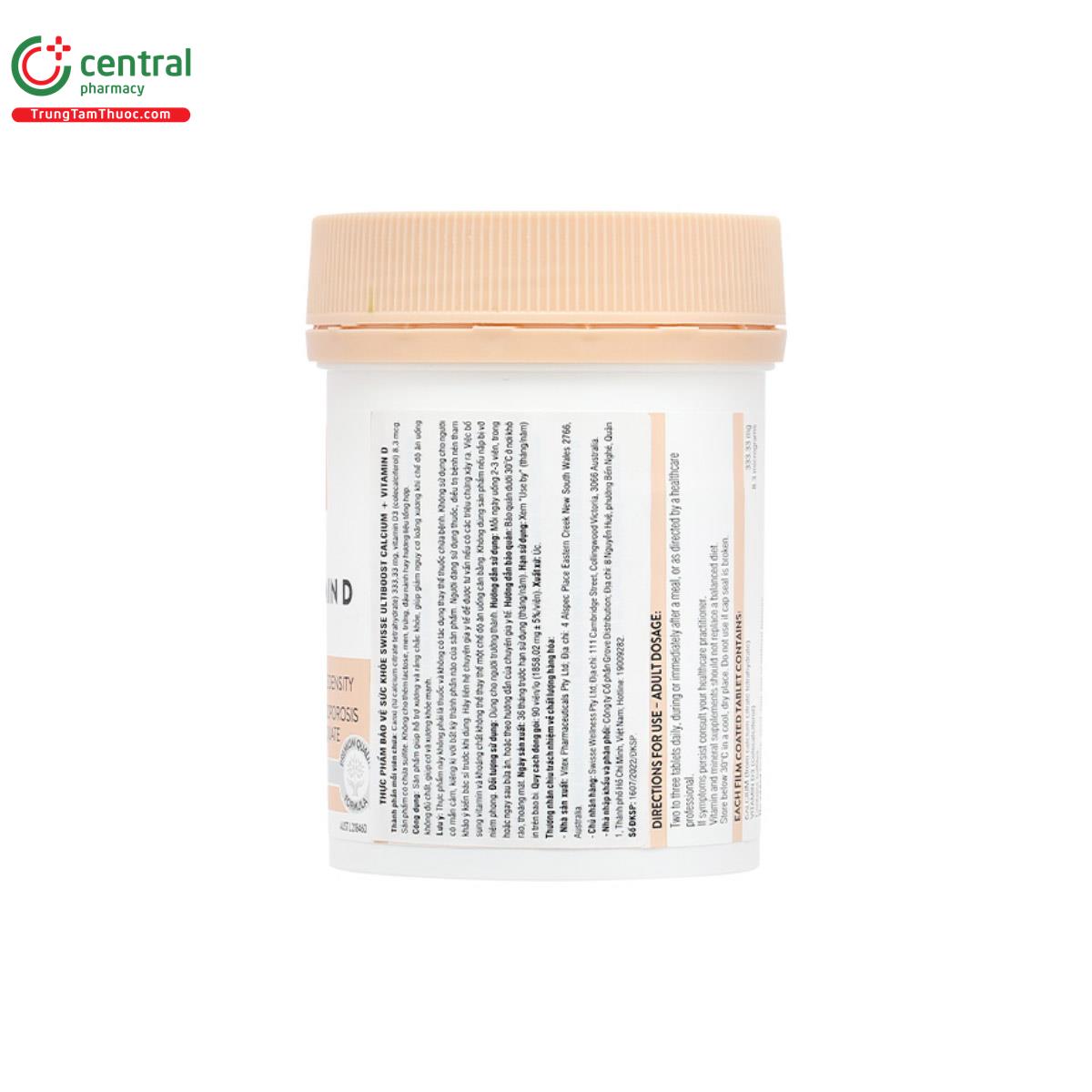 Swisse Ultiboost Calcium + Vitamin D chai 90 viên