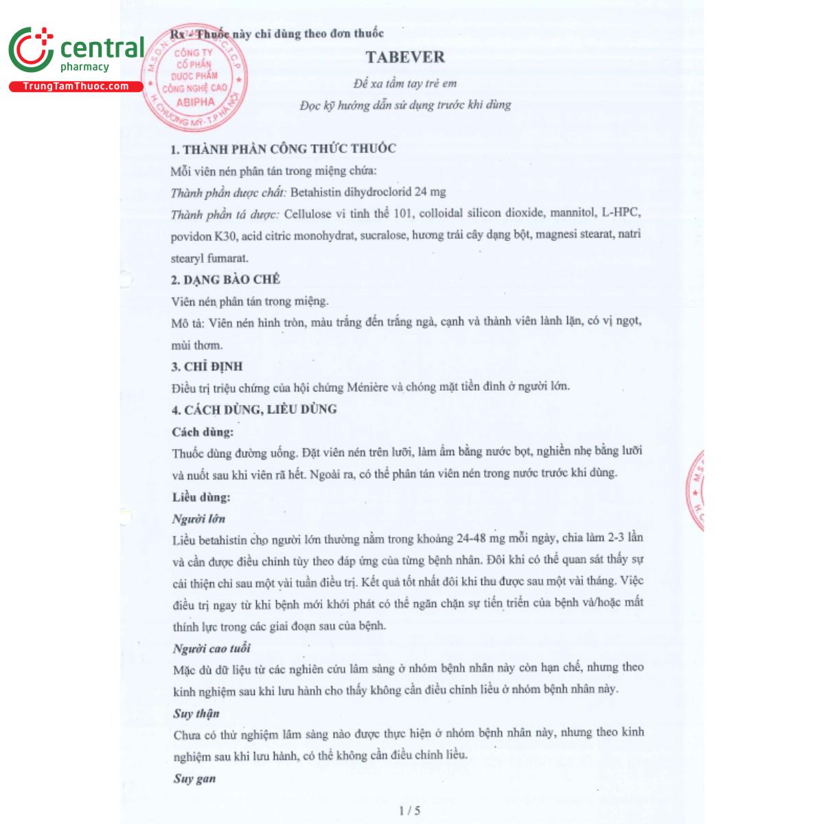 tabever 24mg 5 A0400