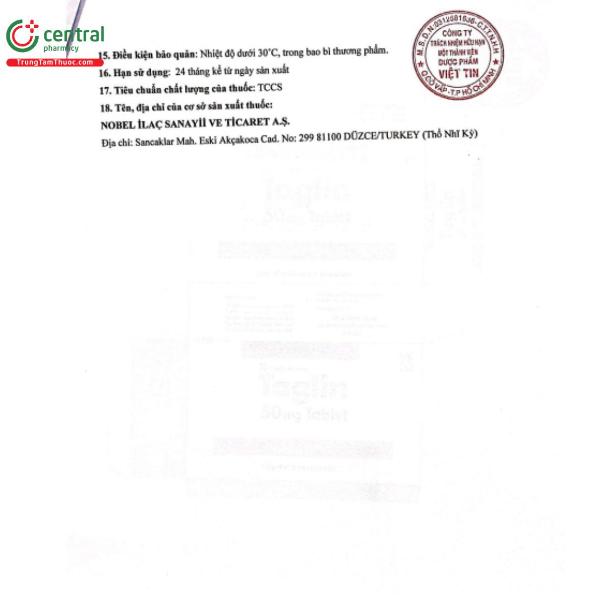 taglin 50mg tablet 15 N5887