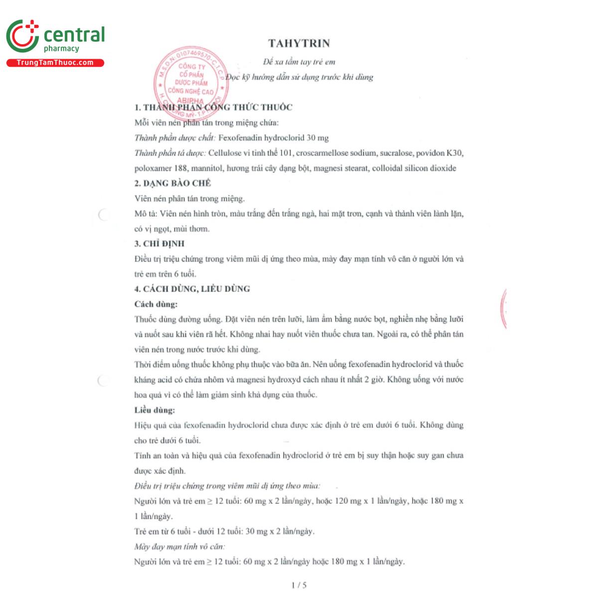 tahytrin 30mg 5 A0268