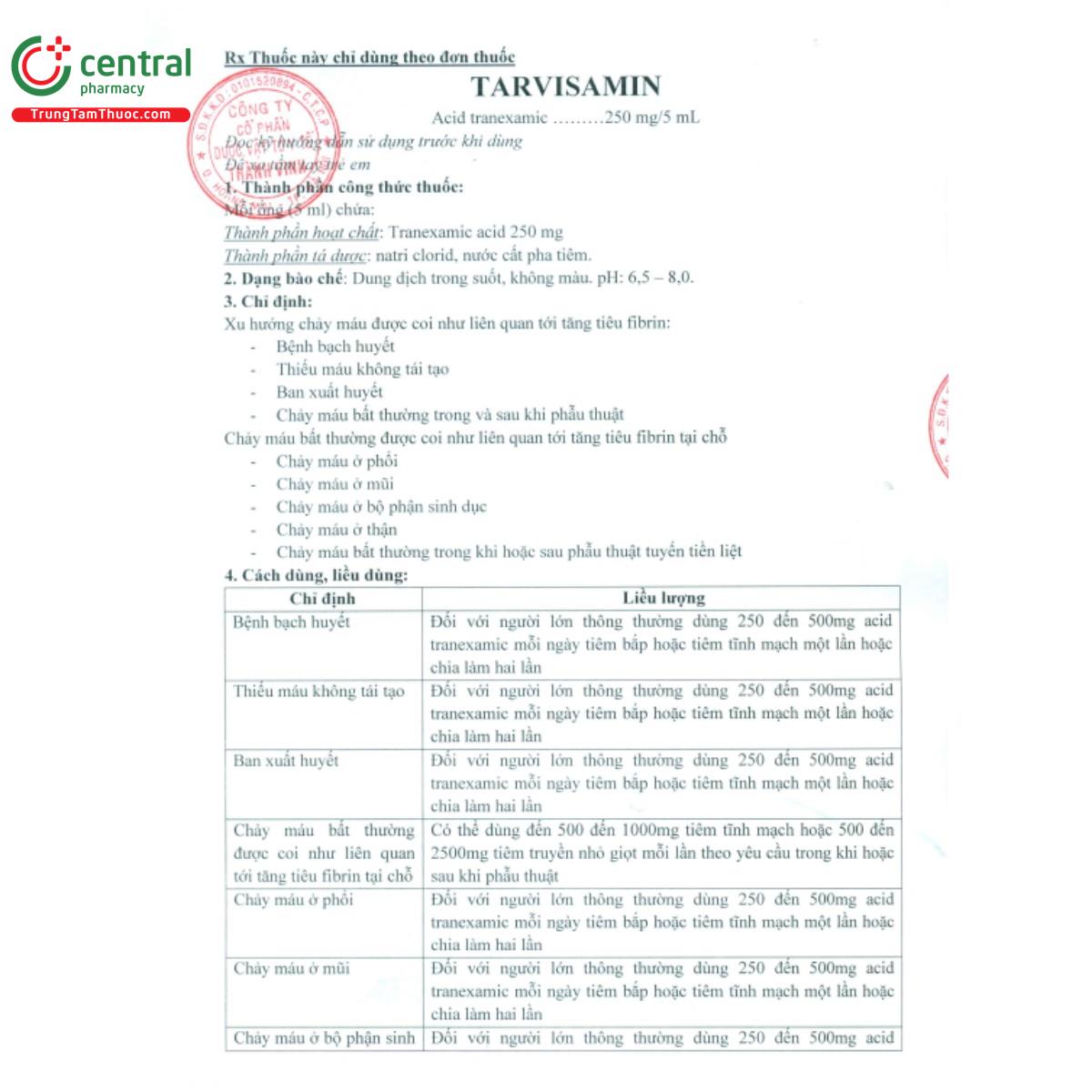 tarvisamin 250mg 5ml 5 O5302