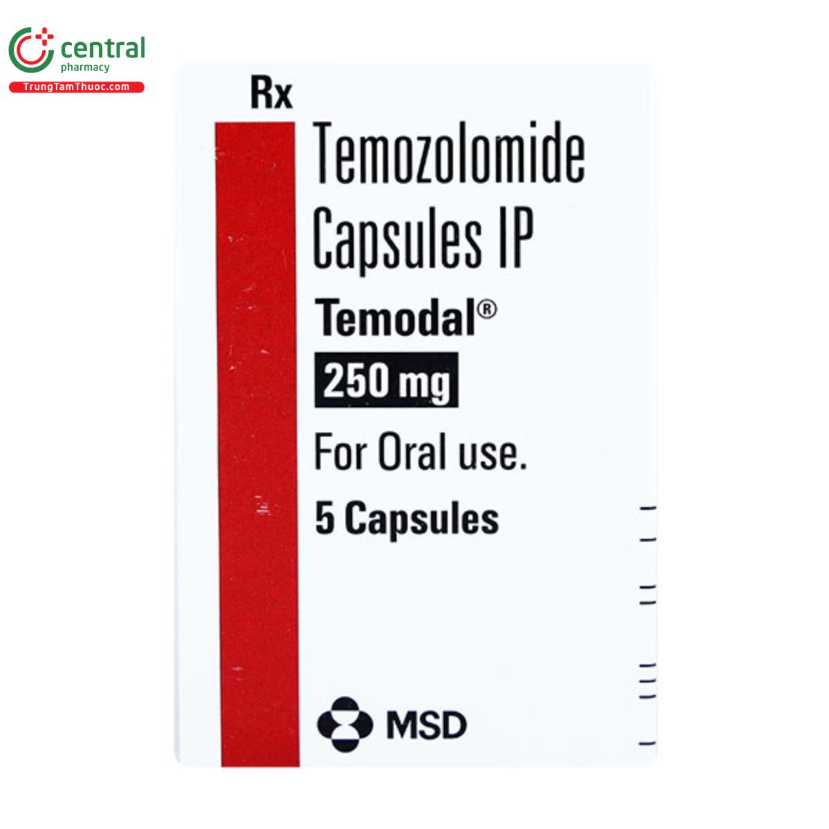Thuốc Temodal Capsules 250mg chứa Temozolomide, điều trị ung thư não