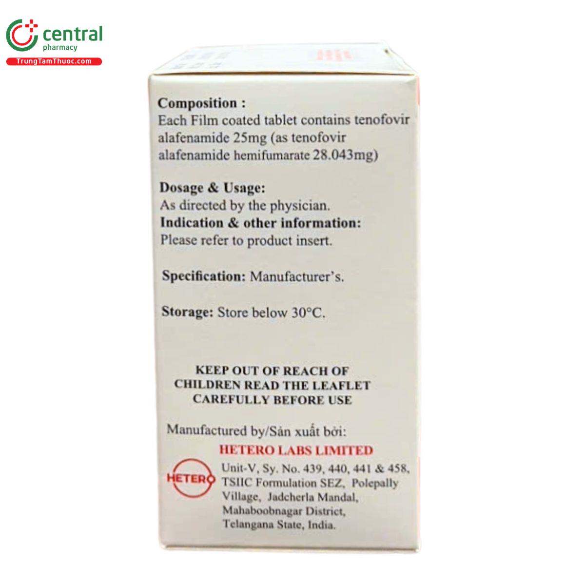 tenofovir alafenamide tablets 25mg hetero 4 Q6204 tenofovir alafenamide tablets 25mg hetero 4 Q6204