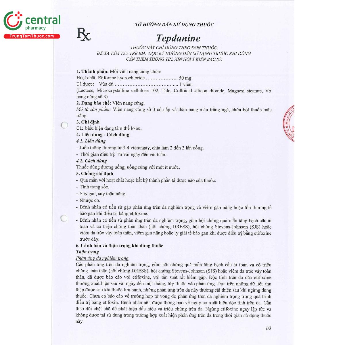 tepdanine 50mg huong dan su dung 1 U8150 tepdanine 50mg huong dan su dung 1 U8150