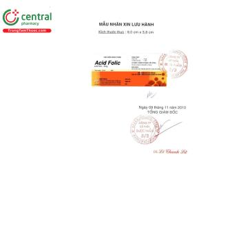 Thuốc Acid Folic 5mg F.T Pharma điều trị tình trạng thiếu acid Folic