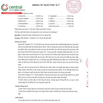 Thuốc Aminol-RF Injection S.T. bổ sung acid amin cho người suy thận