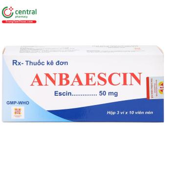 Thuốc Anbaescin 50mg điều trị tình trạng suy giãn tĩnh mạch, bệnh trĩ