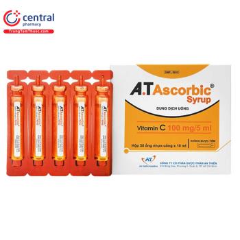 Thuốc A.T Ascorbic Syrup (Hộp 30 ống) bổ sung vitamin C cho cơ thể