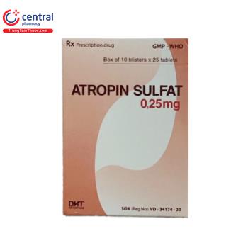 Thuốc Atropin Sulfat 0,25mg Hataphar - Giảm đau trong co thắt cơ trơn