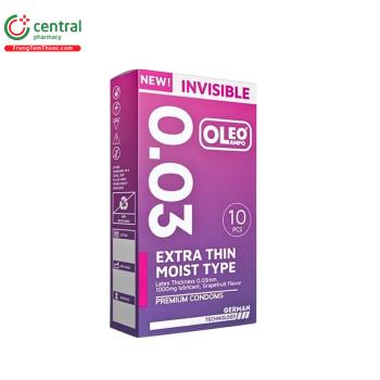 Bao cao su Oleolampo Invisible Extra Thin 0.03 (Hộp 10 cái)