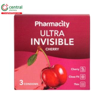 Bao cao su Pharmacity Ultra Invisible Cherry (Hộp 3 chiếc)