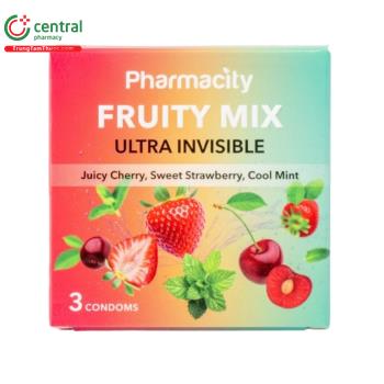 Bao cao su Pharmacity Ultra Invisible Fruity Mix (Hộp 3 cái)