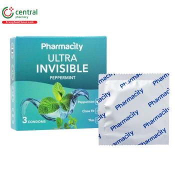 Bao cao su Pharmacity Ultra Invisible Peppermint (Hộp 3 chiếc)
