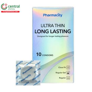 Bao cao su Pharmacity Ultra Thin Long Lasting (Hộp 10 chiếc)