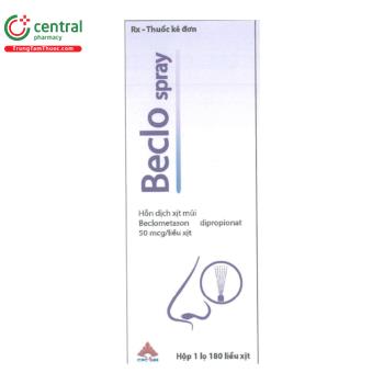 Thuốc Beclo spray 50mcg điều trị và phòng ngừa viêm mũi dị ứng mạn tính