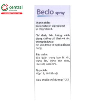 Thuốc Beclo spray 50mcg điều trị và phòng ngừa viêm mũi dị ứng mạn tính