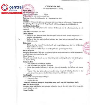 Thuốc Cadimin C 500 US Pharma USA: Điều trị bệnh thiếu vitamin C