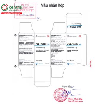 Thuốc Car - Tapen 1g điều trị nhiễm khuẩn ổ bụng phức tạp, tiết niệu