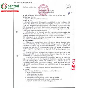 Thuốc Cefazolin 1g VCP điều trị nhiễm khuẩn đường hô hấp, da, mô mềm